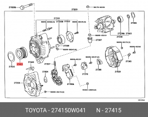 RAV 4 III 05- шкив генератора (обгонная муфта) 27415-0W041 TOYOTA