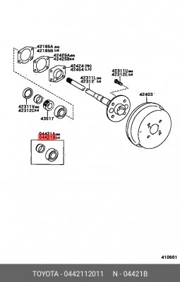 TOYOTA EL45,EL55,VITZ,BB,PLATZ,RAUM подшипник задней п/оси к-т 04421-12011 TOYOTA