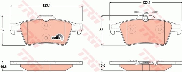 Ford Focus 2, Volvo S40 Колодки задние дисковые GDB1621 TRW