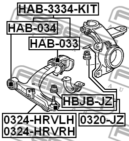 HONDA HR-V GH1/GH2/GH3/GH4 1998-2005  с/блок переднего рычага задний HAB-033 FEBEST