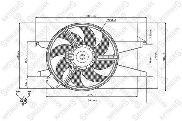 FORD Fiesta/Fusion 1.25/1.4 01- вентилятор охлаждения с кожухом 29-99403-SX STELLOX