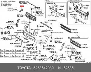 Toyota RAV 4 направляющая переднего бампера правая 52535-42030 TOYOTA