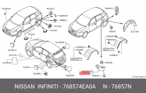 Nissan Qashqai 14- брызовик перед задним левым колесом 76857-4EA0A NISSAN INFINITI
