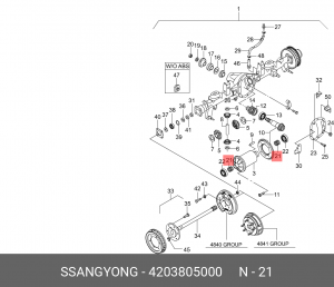 ШАЙБА РЕГУЛИРОВОЧНАЯ ЗАДНЕГО РЕДУКТОРА 4203805000 SSANG YONG