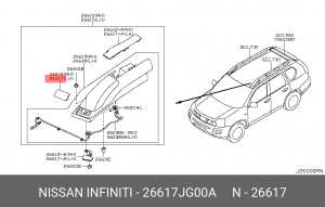 Nissan Xtrail заглушка под фару в рейлинге левая 26617JG00A NISSAN INFINITI