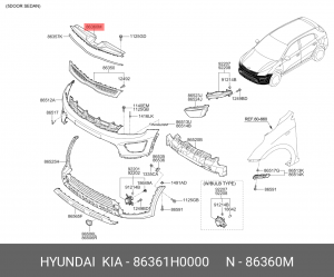 НАКЛАДКА ПЕРЕДНЕЙ ПАНЕЛИ 86361H0000 HYUNDAI KIA