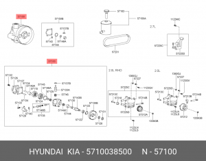 Hyundai Sonata 2.7 Насос ГУРа 5710038500 HYUNDAI KIA