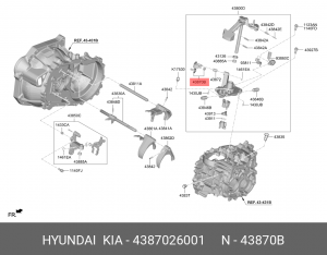 Hyundai/Kia Рычаг КПП (Solaris все/Kia Rio 12н.в/IX35/Sportage 11-н.в/Creta/Ceed 4387026001 HYUNDAI KIA