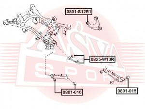 SUBARU Tribeca W10 04- тяга задняя поперечная с шаровой 0825-W10R ASVA