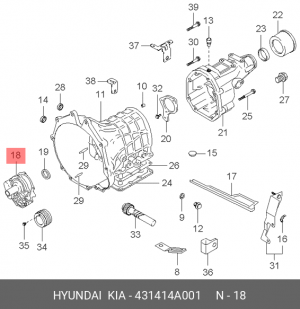 Hyundai Porter Втулка еаправляющия выжимного подшипника 431414A001 HYUNDAI KIA