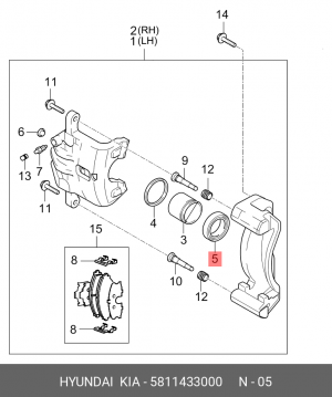 Kia Soul 08-11/Elantra 06-11 пыльник поршня перед торм суппорта 5811433000 HYUNDAI KIA
