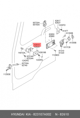 HYUNDAI HD160-1000 Ручка двери внутренняя левая 823107A002 HYUNDAI KIA