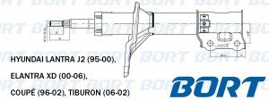 Hyundai Elantra 00-05 Амортизатор передн лев B333206 BORT