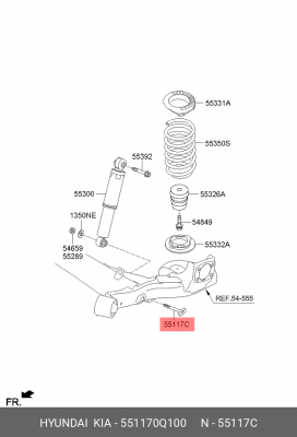 HYUNDAI Solaris/Rio 12- болт крепления зад амортиз нижний 551170Q100 HYUNDAI KIA