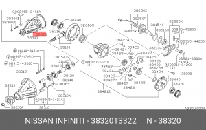 Nissan Patrol прокладка переднего редуктора 38320T3322 NISSAN INFINITI