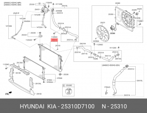 РАДИАТОР В СБОРЕ 25310D7100 HYUNDAI KIA
