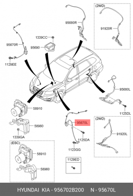 HYUNDAI SantaFe 10-12 2.4б датчик абс перед лев 956702B200 HYUNDAI KIA