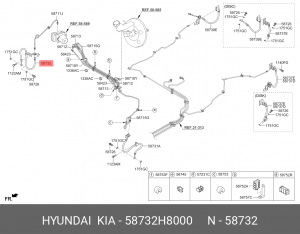 Hyundai Solaris 2017- /Kia Rio 17- Шланг тормозной передний правый 58732H8000 HYUNDAI KIA