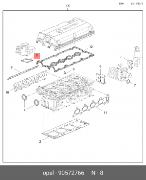 Opel Astra G Прокладка дроссельной заслонки 90572766 GENERAL MOTORS