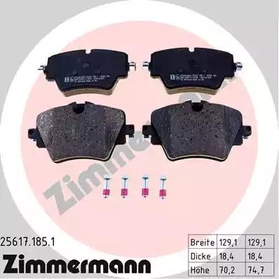 BMW X3 17- Колодки тормозные передние 25617.185.1 ZIMMERMANN