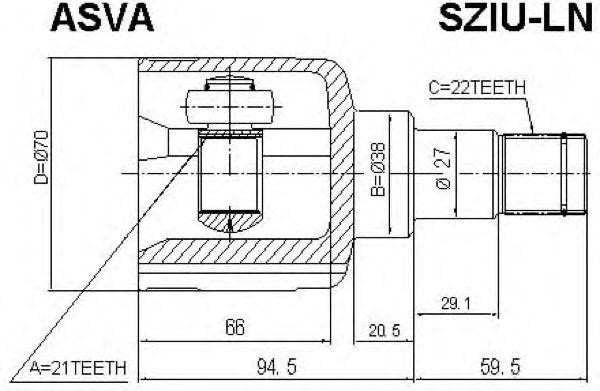 ШРУС внутренний 21x38x22 SZIULN ASVA