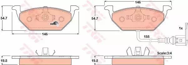 VAG Audi A3, VW Golf IV,V,VI, Polo, Skoda Octavia, Fabia тормозные колодки перед GDB1386 TRW