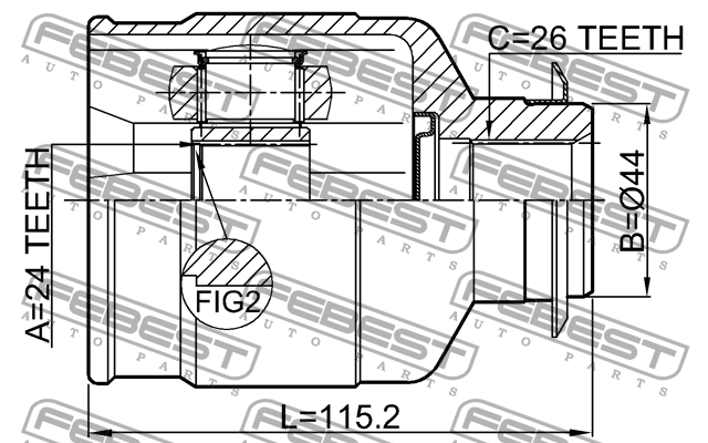 ШРУС (Шрус внутренний правый 24x44x26) 1211-IX354WDRH FEBEST