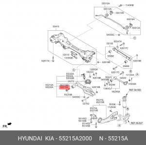 Сайлентблок рычага задней подвески L=R HYUNDAI/KIA 55215-A2000 (Caйлeнтблoк) 55215A2000 HYUNDAI KIA