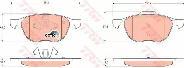 колодки дисковые п.\Ford Focus C-MAXi,Mazda 3 1.4i-2.0CRDT/TDCi 03> GDB1583 TRW