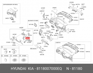 Kia Picanto 08-11- ручка открывания капота 8118007000EQ HYUNDAI KIA