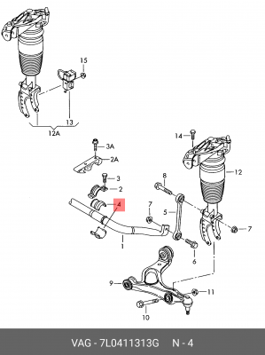 VAG Touareg втулка переднего стабилизатора 7L0 411 313 G VAG