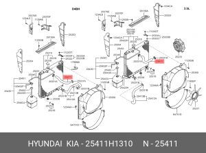 Шланг системы охлаждения 25411H1310 HYUNDAI KIA