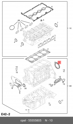 Chevrolet Aveo 1.4 F14D4(101лс)/T300/ Cruze 1.8 сальник зад.коленвала     80x98x 55555805 GENERAL MOTORS