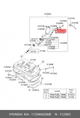 Hyundai / Kia болт 1125406206B HYUNDAI KIA
