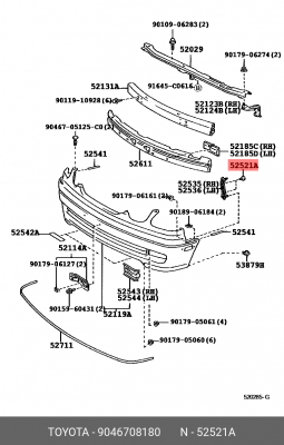 Toyota Corolla Spacio 99- клипса крепления решетки радиатора 90467-08180 TOYOTA