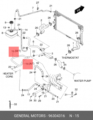 Chevrolet Lanos Патрубок отопителя обратный 96304316 GENERAL MOTORS
