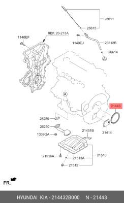Сальник коленвала задний CERATO/ELANTRA/CEED 2006- 214432B000 HYUNDAI KIA