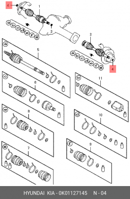 СТОПОРНОЕ КОЛЬЦО СТУПИЦЫ КОЛЕСА 0K01127145 HYUNDAI KIA