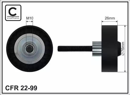 Ролик генератора обводной Audi A3, Scoda Fabia, Octavia, VW Golf, Polo 1.4-1.6 T 22-99 CAFFARO