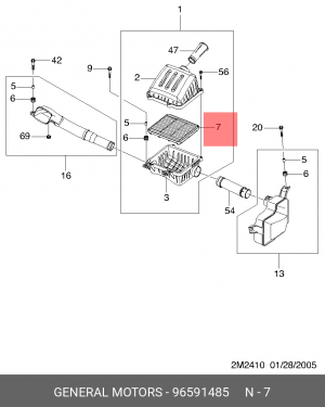 Chevrolet Spark04-10 фильтр воздушный 96591485 GENERAL MOTORS