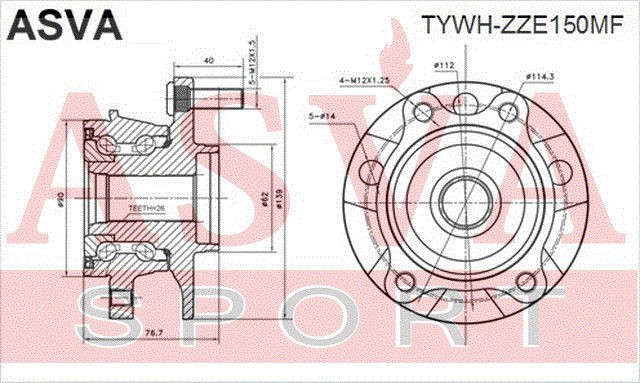 Toyota Corolla ZZE150/ZRE150 06> ступица передняя TYWH-ZZE150MF ASVA