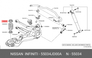 Опоpа пpужины pезина 55034-JD00A NISSAN INFINITI