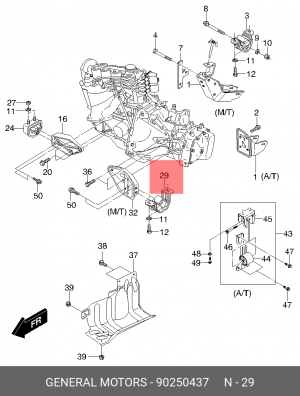 Chevrolet Lanos, Nexia Подушка двигателя левая 90250437 GENERAL MOTORS