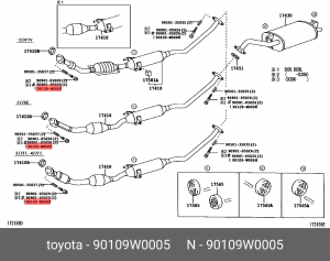 Toyota Corolla болт выхлопной системы 90109-W0005 TOYOTA