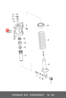 Hyundai Sonata кронштейн заднего аммортизатора прав 5536038601 HYUNDAI KIA