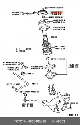 СУППОРТ АМОРТИЗАТОРА 48609-05030 TOYOTA