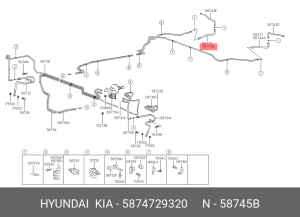 Hyundai Lantra шланг тормозной задний правый 5874729320 HYUNDAI KIA