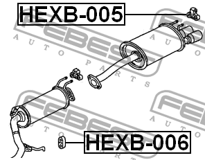Honda CR-V 07-, CIVIC 05-12, STREAM 06- резиновый подвес глушителя HEXB-006 FEBEST