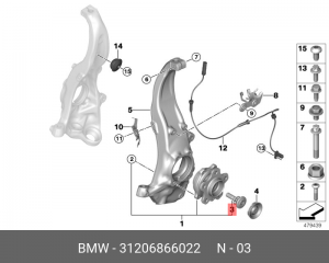Болт с буртиком с пружиной 31 20 6 866 022 BMW