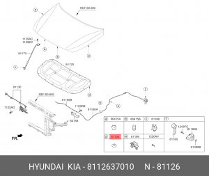 Hyundai Клипса обивки капота 8112637010 HYUNDAI KIA